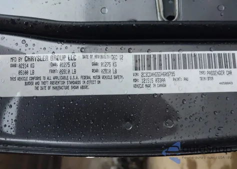 2013 Dodge Charger Sxt from USA, damaged, VIN 2C3CDXHG5DH609795